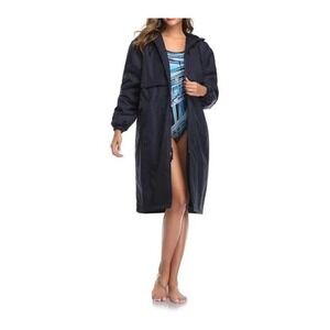 Adoretex Unisex Navy Blue Youth XL Fleece Line Hooded Water Resistant Swim Parka